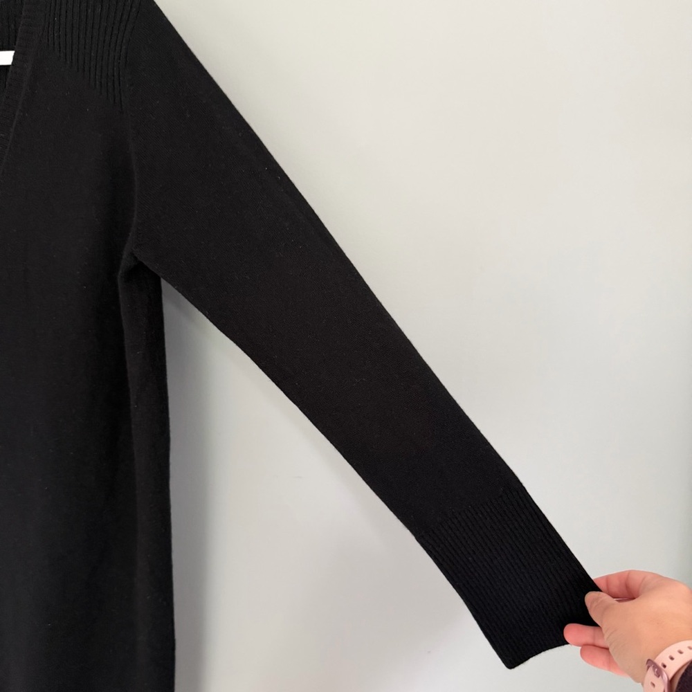 NWT Pure Collection 90 Wool 10 Cashmere Black Longline Cardigan Sweater Minimal - Picture 5 of 15